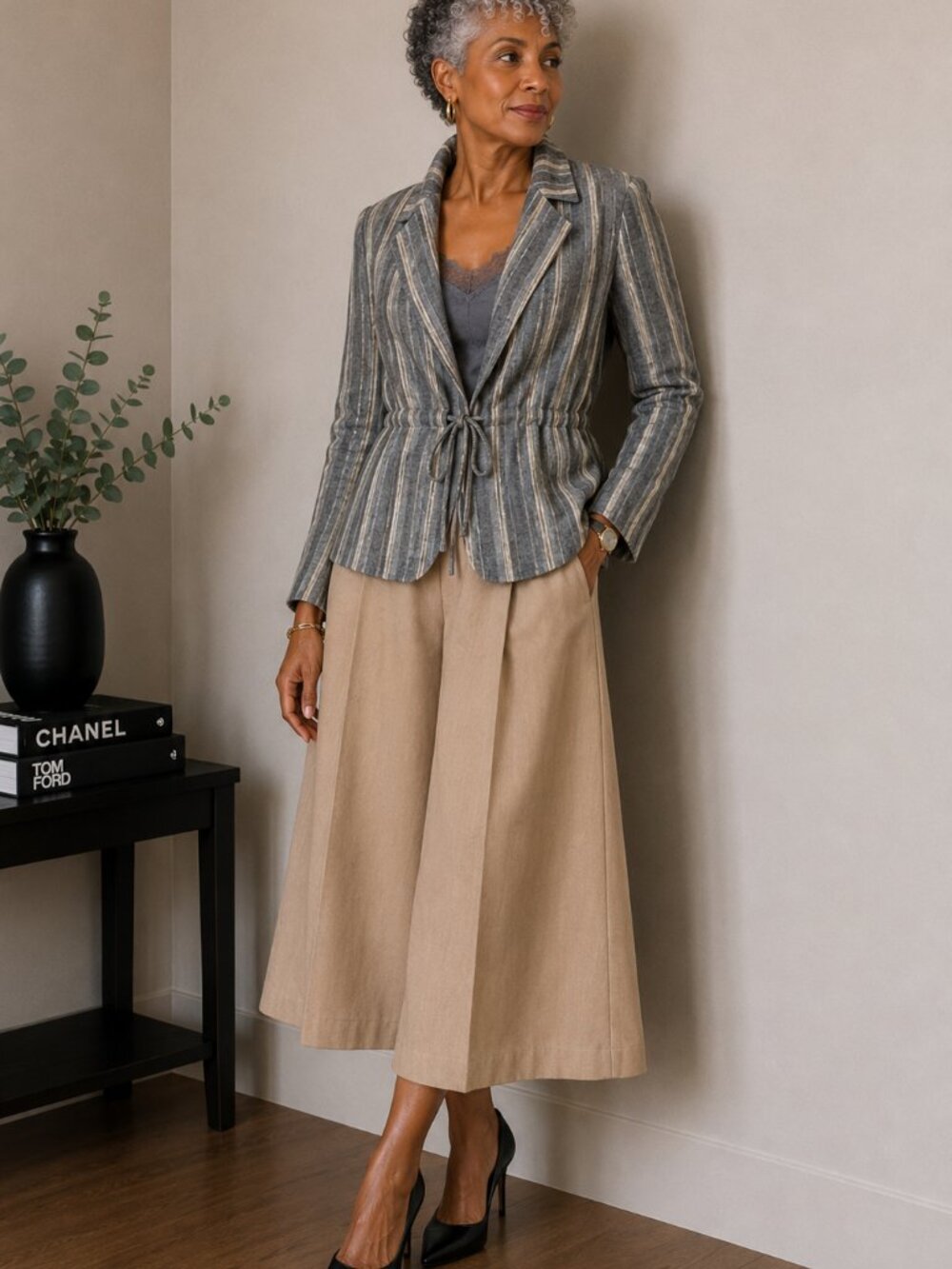 Harve Benard Metallic Striped Blazer